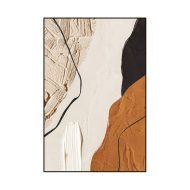 Abstract Textured Canvas Wall Art | Terracotta, Cream & Black Palette Knife Painting — Framed Modern Décor