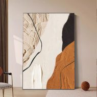 Abstract Textured Canvas Wall Art | Terracotta, Cream & Black Palette Knife Painting — Framed Modern Décor - Image 2