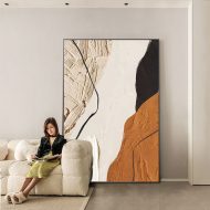 Abstract Textured Canvas Wall Art | Terracotta, Cream & Black Palette Knife Painting — Framed Modern Décor - Image 3
