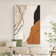 Abstract Textured Canvas Wall Art | Terracotta, Cream & Black Palette Knife Painting — Framed Modern Décor - Image 4