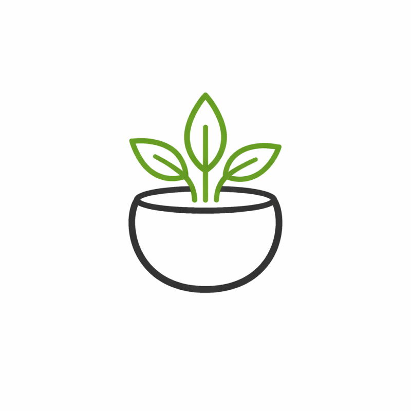 Minimal pot icon (rounded shape, clean lines)